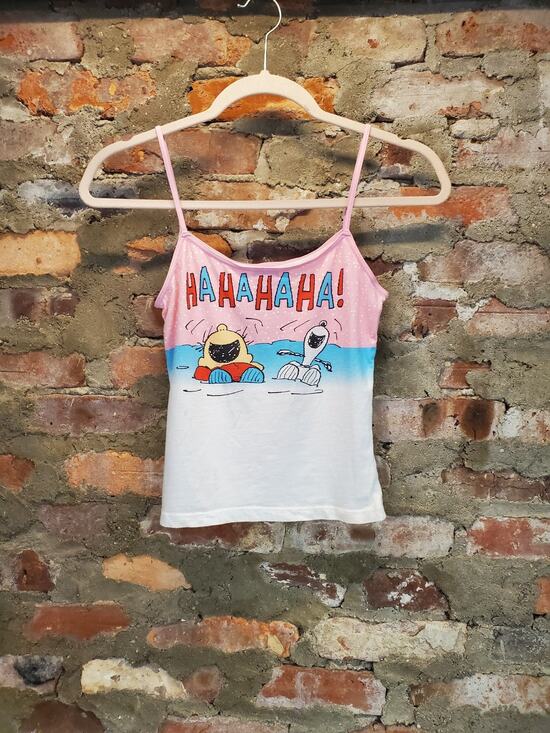 Peanuts Tops - Peanuts Girls Cami Tank Top S Snoopy Woodstock Graphic Pink Blue White Cotton